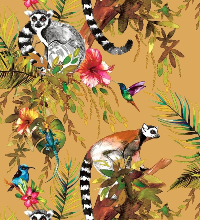Papel pintado de lémures y colibrís - Madagascar Lush 684341