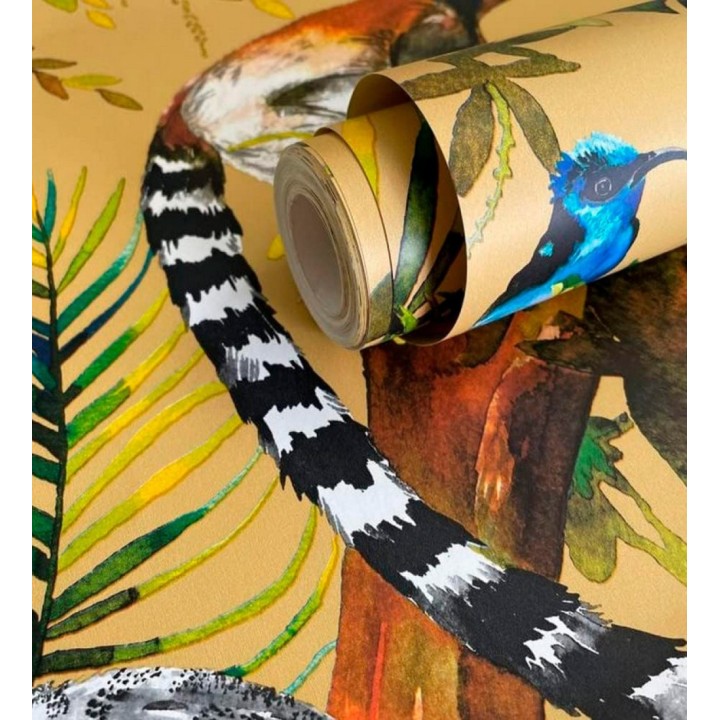 Papel pintado de lémures y colibrís - Madagascar Lush 684341