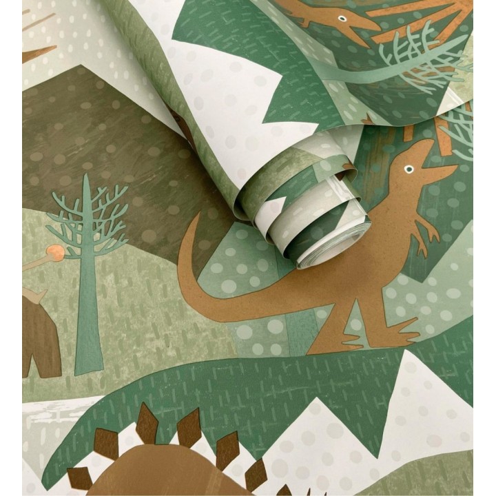 Papel pintado aventura prehistórica de dinosaurios y mamuts - Pangea Primitive 684342