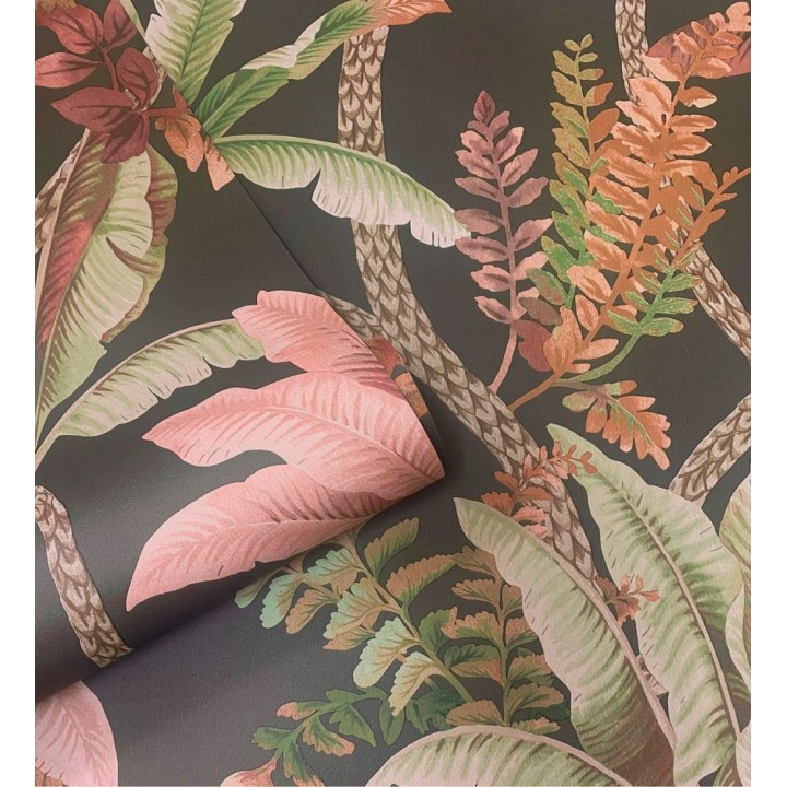 Papel pintado selva tropical tonos tierra y rosa - Palm Shadowy 684350
