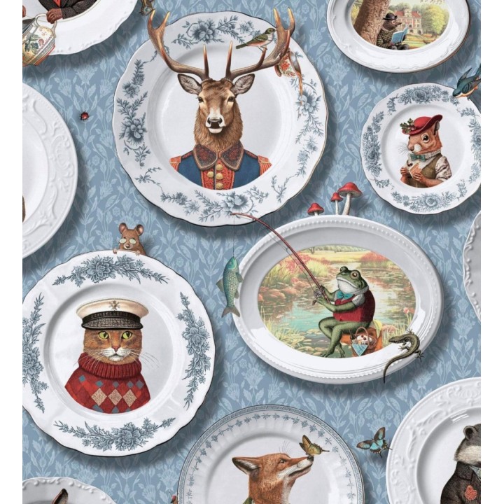 Papel pintado platos porcelana con retrato de animales coloniales - Buckingham Fancy 684353