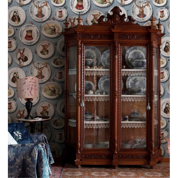 Papel pintado platos porcelana con retrato de animales coloniales - Buckingham Fancy 684353