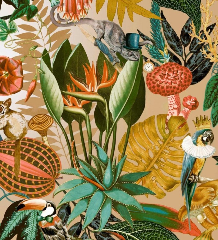 Papel pintado fauna victoriana en paraíso tropical - Wallace Exotic 684358