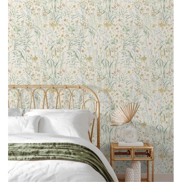 Papel pintado flores silvestres y espigas de campo - Sussex Breezy 684360