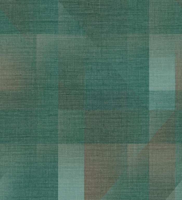 Papel pintado geometría de lino en tonos marrones y verde - Eindhoven Overlay 684362