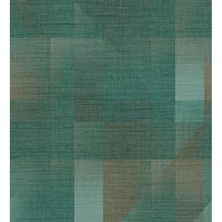 Papel pintado geometría de lino en tonos marrones y verde - Eindhoven Overlay 684362