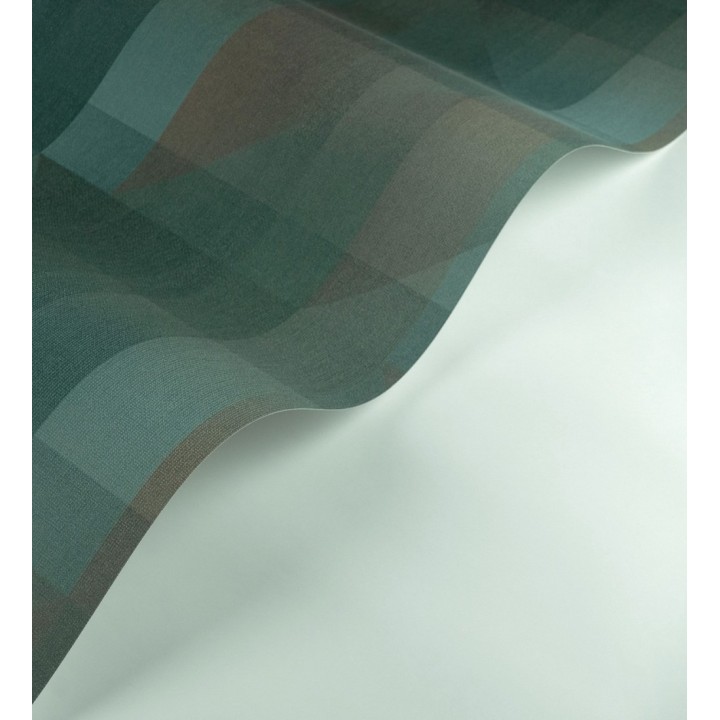 Papel pintado geometría de lino en tonos marrones y verde - Eindhoven Overlay 684362