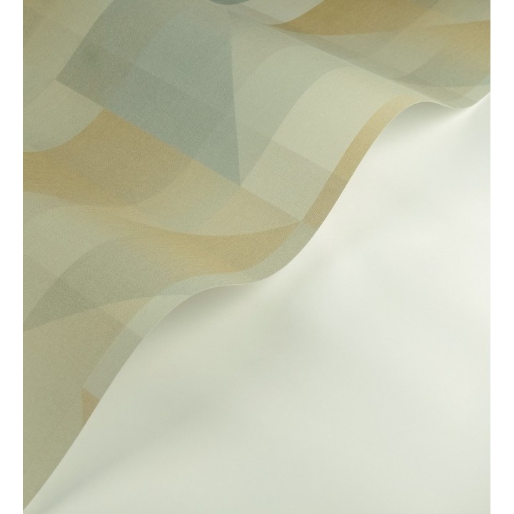 Papel pintado geometría de lino en tonos verde salvia y ocre - Eindhoven Overlay 684363