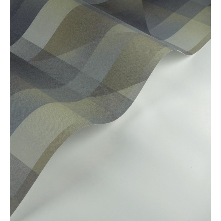 Papel pintado geometría de lino en tonos gris carbón y humo - Eindhoven Overlay 684365