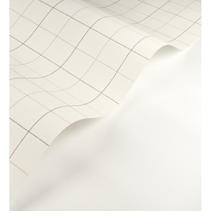 Papel pintado de cuadros fondo blanco roto tejido de sastrería - Cardiff Squared 684366