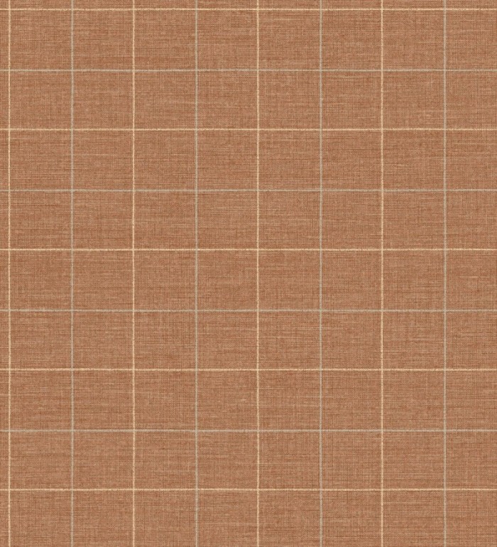 Papel pintado de cuadros fondo color terracota tejido de sastrería - Cardiff Squared 684367