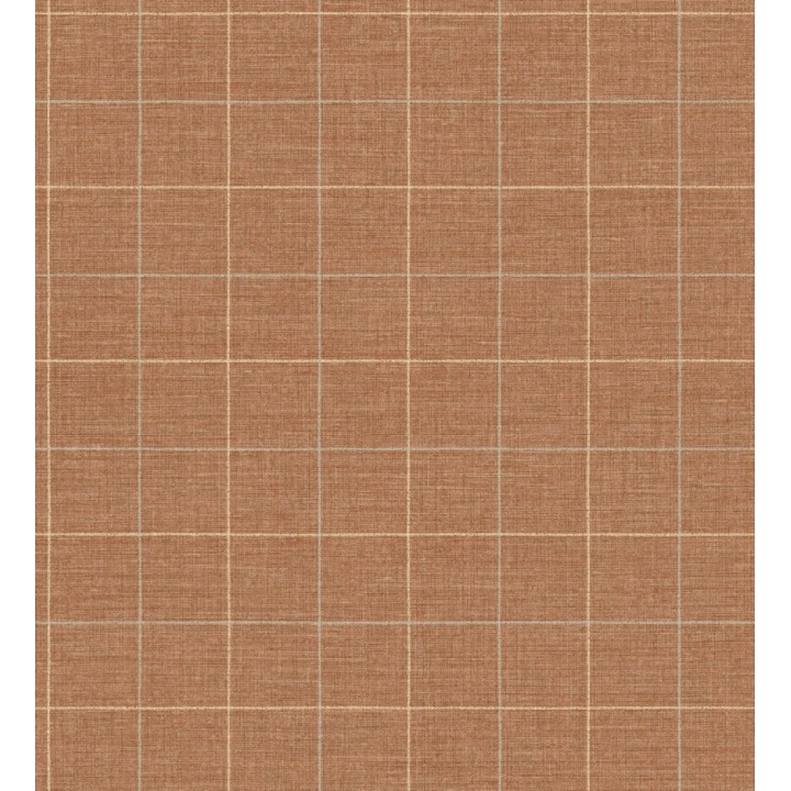 Papel pintado de cuadros fondo color terracota tejido de sastrería - Cardiff Squared 684367