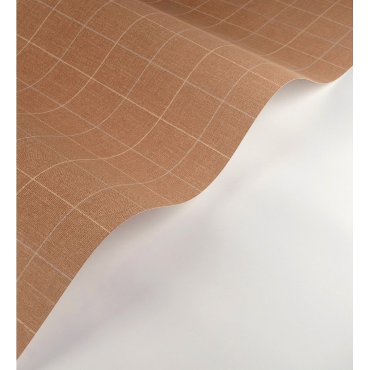 Papel pintado de cuadros fondo color terracota tejido de sastrería - Cardiff Squared 684367