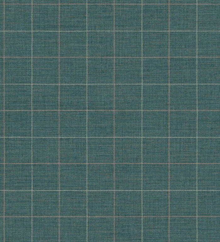 Papel pintado de cuadros fondo turquesa tejido de sastrería - Cardiff Squared 684368