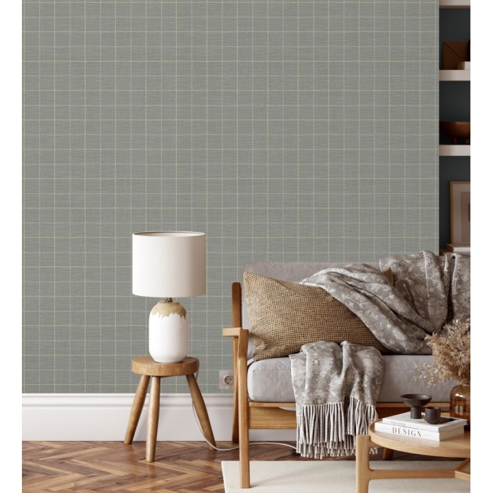 Papel pintado de cuadros fondo gris tejido de sastrería - Cardiff Squared 684369