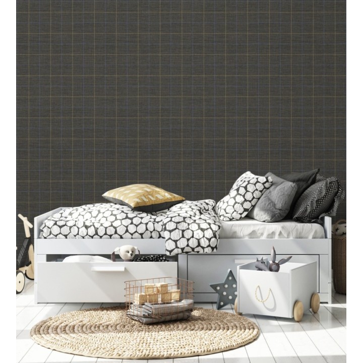 Papel pintado de cuadros fondo color café oscuro tejido de sastrería - Cardiff Squared 684370