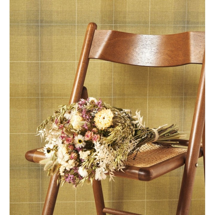 Papel pintado cuadros escoceses tartan fondo amarillo mostaza - Nottingham Expansive 684371