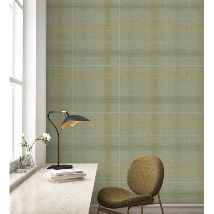 Papel pintado cuadros escoceses tartan fondo verdes salvia - Nottingham Expansive 684372