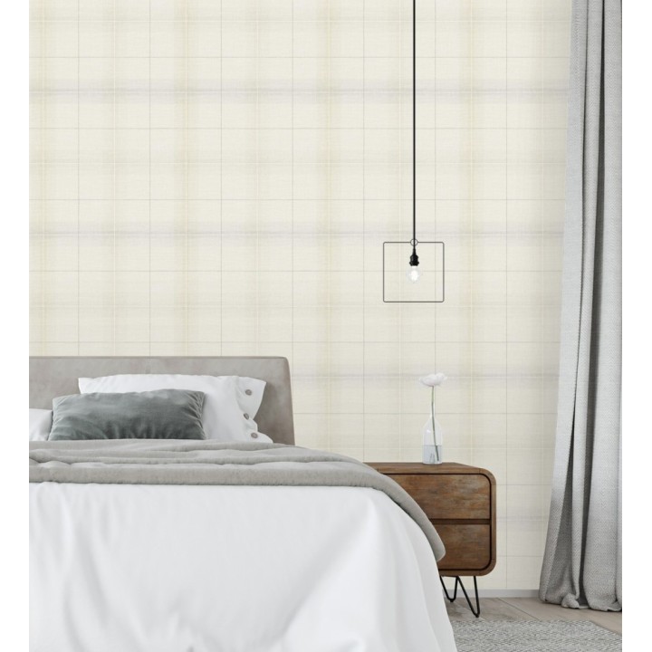 Papel pintado cuadros escoceses tartan fondo blanco roto - Nottingham Expansive 684373