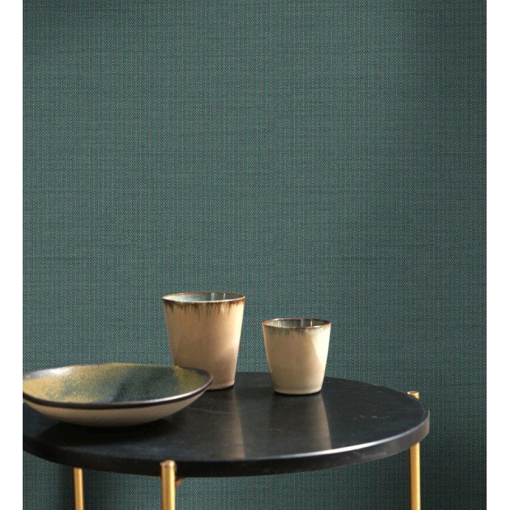 Papel pintado textil con diseño de espigas color turquesa - Houston Plaited 684376