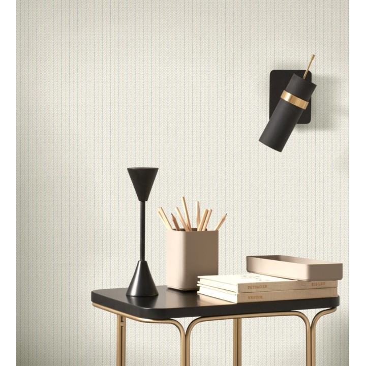 Papel pintado textil con diseño de espigas color beige claro - Houston Plaited 684377