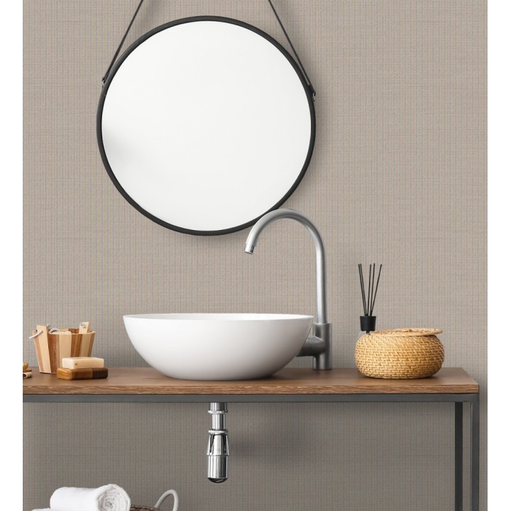 Papel pintado textil con diseño de espigas color marrón ciruela - Houston Plaited 684379