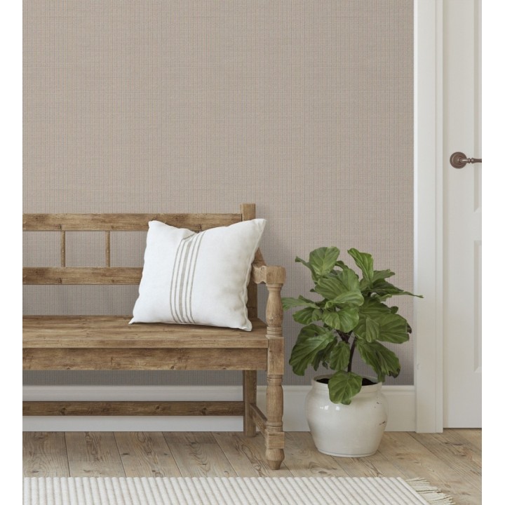 Papel pintado textil con diseño de espigas color marrón ciruela - Houston Plaited 684379