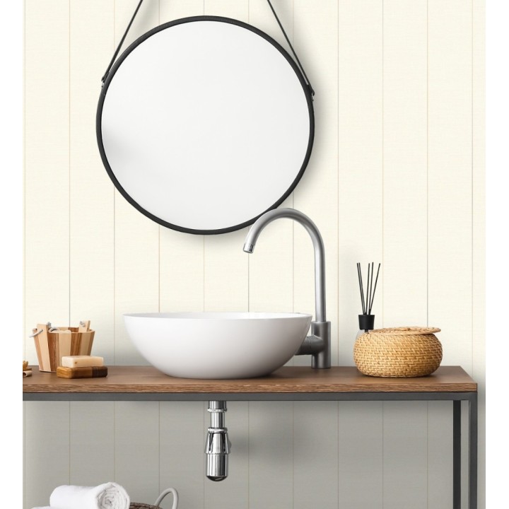 Papel pintado de rayas finas sobre lino tintado en blanco roto - Turia Striated 684380