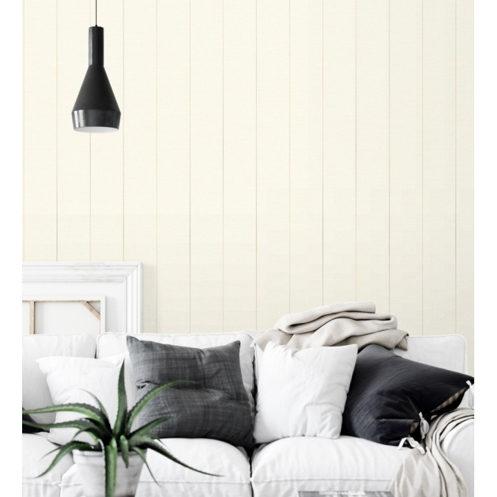 Papel pintado de rayas finas sobre lino tintado en blanco roto - Turia Striated 684380