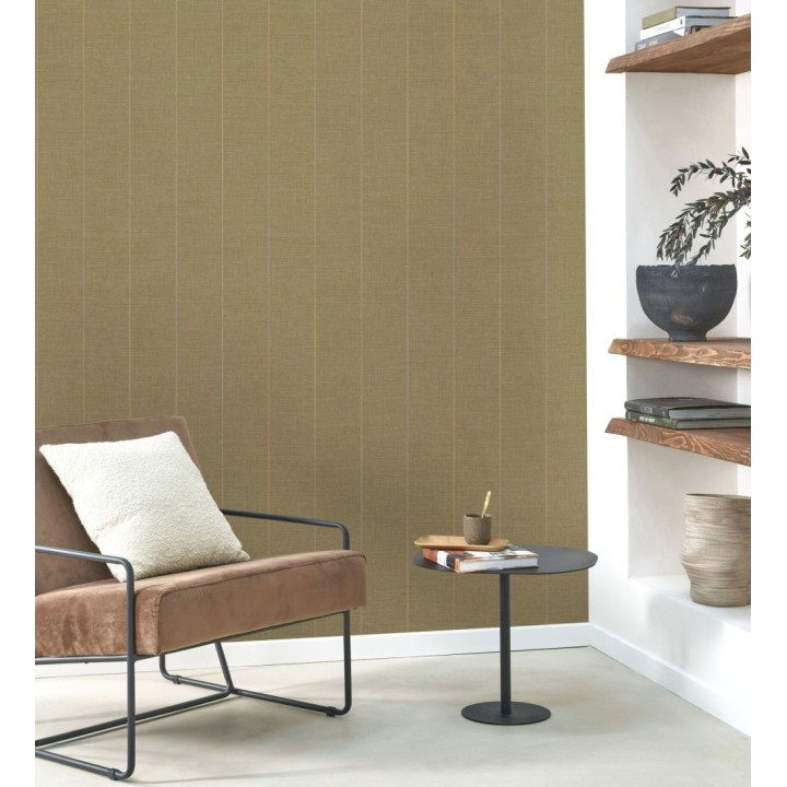 Papel pintado de rayas finas sobre lino tintado en blanco roto - Turia Striated 684381