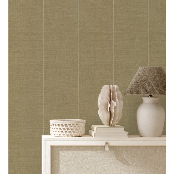 Papel pintado de rayas finas sobre lino tintado en blanco roto - Turia Striated 684381