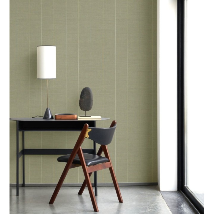 Papel pintado de rayas finas sobre lino tintado en blanco roto - Turia Striated 684382