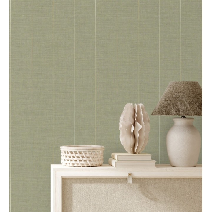 Papel pintado de rayas finas sobre lino tintado en blanco roto - Turia Striated 684382