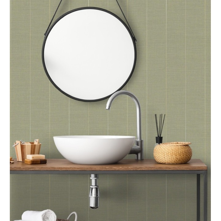 Papel pintado de rayas finas sobre lino tintado en blanco roto - Turia Striated 684382