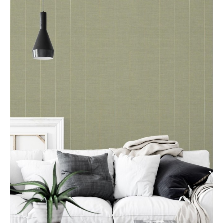 Papel pintado de rayas finas sobre lino tintado en blanco roto - Turia Striated 684382