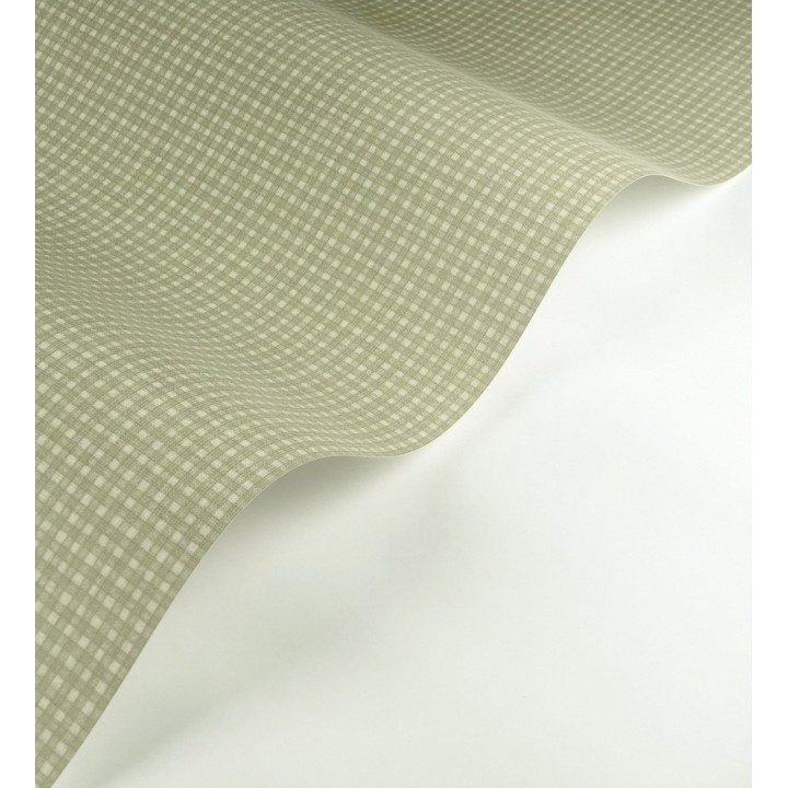 Papel pintado tejido de microcuadros tonos verde tenue - Lozoya Crossed 684383