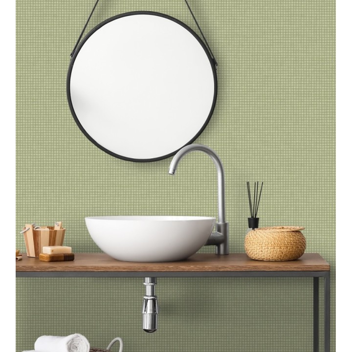 Papel pintado tejido de microcuadros tonos verde tenue - Lozoya Crossed 684383