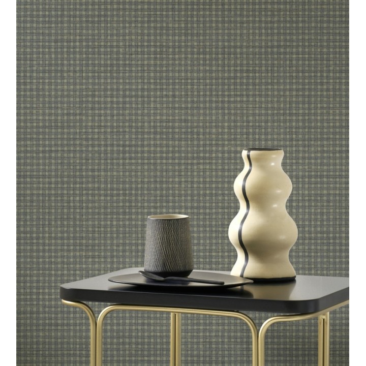 Papel pintado tejido de microcuadros tonos oscuro - Lozoya Crossed 684384