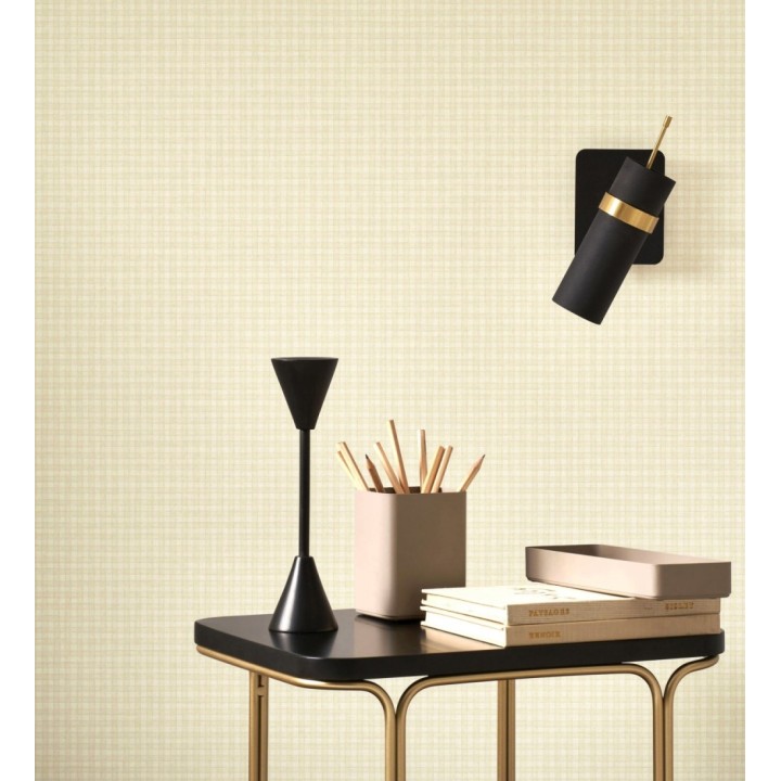 Papel pintado tejido de microcuadros tonos beige y arena - Lozoya Crossed 684385