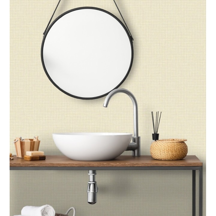 Papel pintado tejido de microcuadros tonos beige y arena - Lozoya Crossed 684385