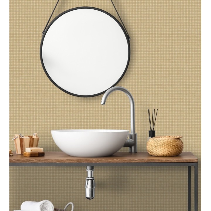 Papel pintado tejido de microcuadros tonos color crudo - Lozoya Crossed 684386