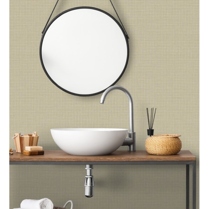 Papel pintado tejido de microcuadros tonos beige grisáceos - Lozoya Crossed 684387