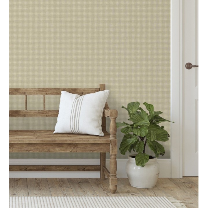 Papel pintado tejido de microcuadros tonos beige grisáceos - Lozoya Crossed 684387