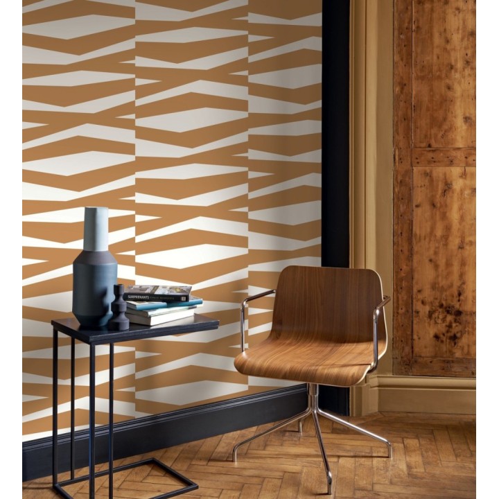 Papel pintado abstracción lineal en relieve arenoso tono terracota - Ibiza Intertwined 684393