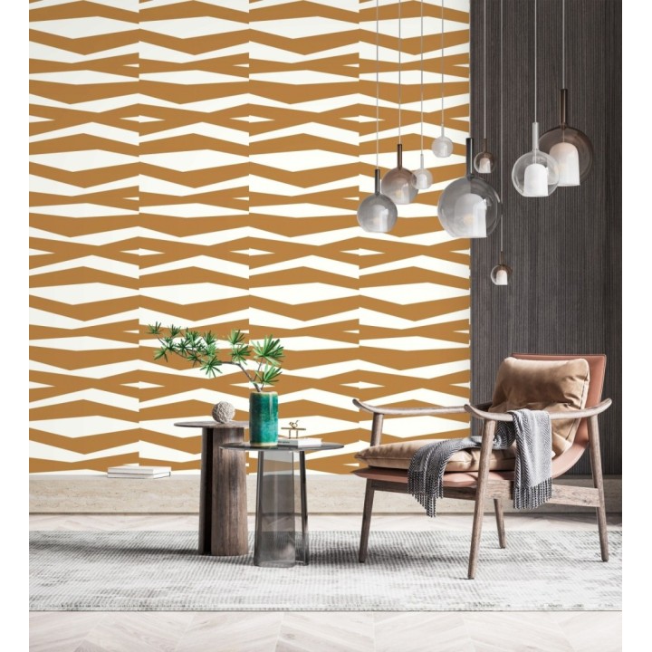 Papel pintado abstracción lineal en relieve arenoso tono terracota - Ibiza Intertwined 684393