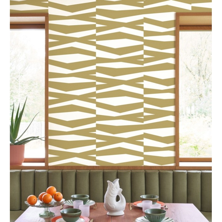 Papel pintado abstracción lineal en relieve arenoso tono caqui - Ibiza Intertwined 684394