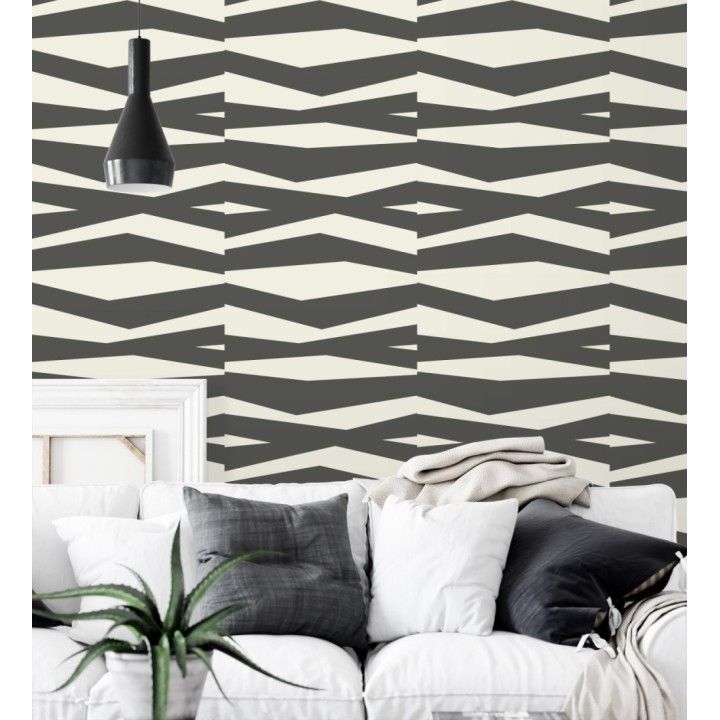 Papel pintado abstracción lineal en relieve arenoso tono gris carbón - Ibiza Intertwined 684396