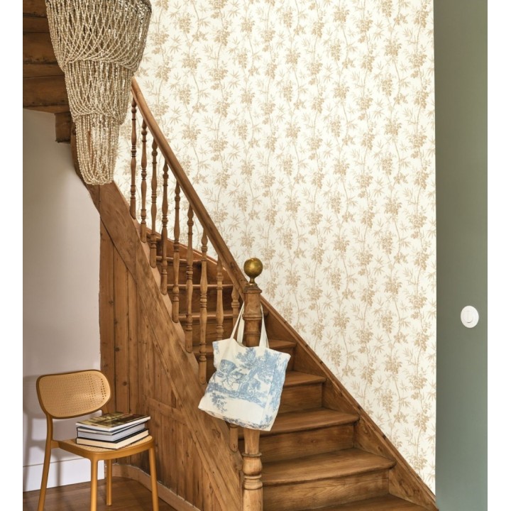 Papel pintado flores románticas provenzales fondo beige - Lucien Refined 684409