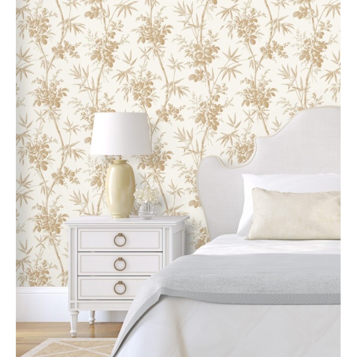 Papel pintado flores románticas provenzales fondo beige - Lucien Refined 684409