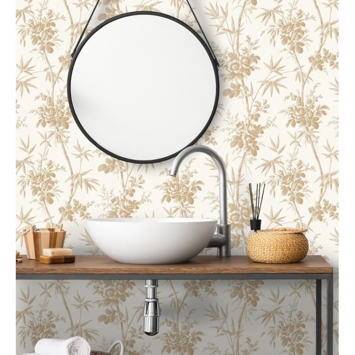 Papel pintado flores románticas provenzales fondo beige - Lucien Refined 684409